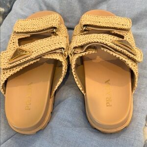 Prada Women's Woven Beige Sandals